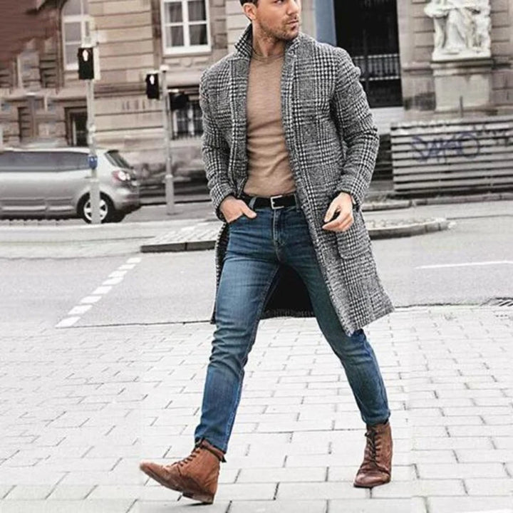 Casual Coats with Striped Jacket Turndown Collar Top Wool Coats And Long Sleeve y2k clothes Men's Clothing  For Winter - Vogue Vista UK