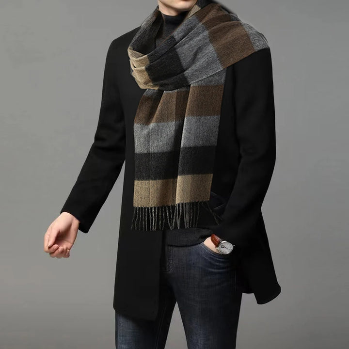 High Quality 100% Wool Scarf Men Thick Plaid Soft Warm Women Wraps Classic Business Muffler Winter Popular Tassel Shawl Male - Vogue Vista UK