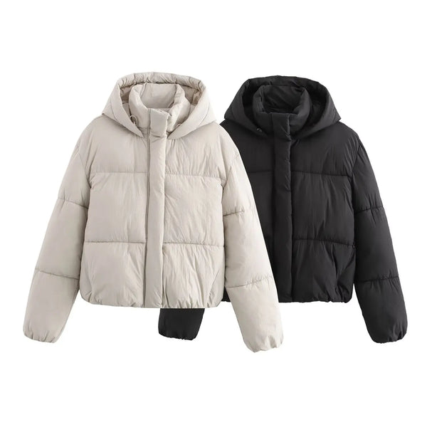 2025 Summer Women's Clothing European and American Style Fashion Loose Hooded Long Sleeve Puffer Jacket