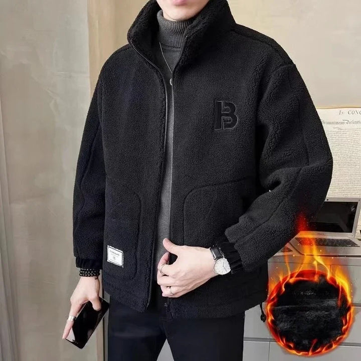 Autumn Winter Thickened Velvet Jacket for Men Men Cardigan Jacket Cozy Velvet-lined Men's Jacket Thickened Streetwear Style - Vogue Vista UK