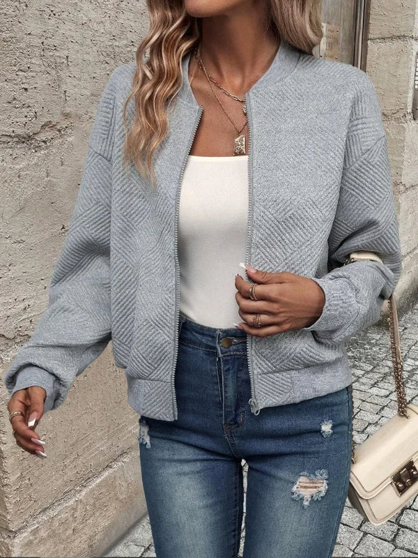 New in Women's Autumn Winter Solid Color Simple and Exquisite Zipper Jacket Baseball Collar Casual Elegant Coats Female Clothing