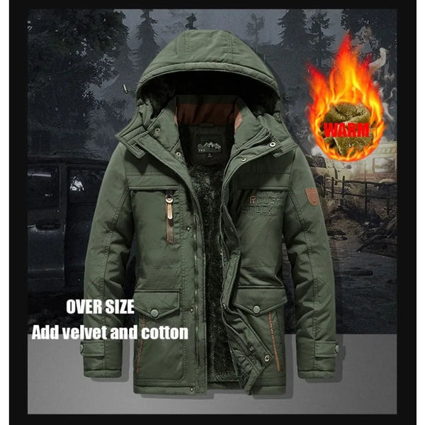 2025 New Style Men's Winter Jackets Hooded Thickened Cotton Work Style Long Coats Outdoor Warm Coats  Puffer Jacket Men Clothing