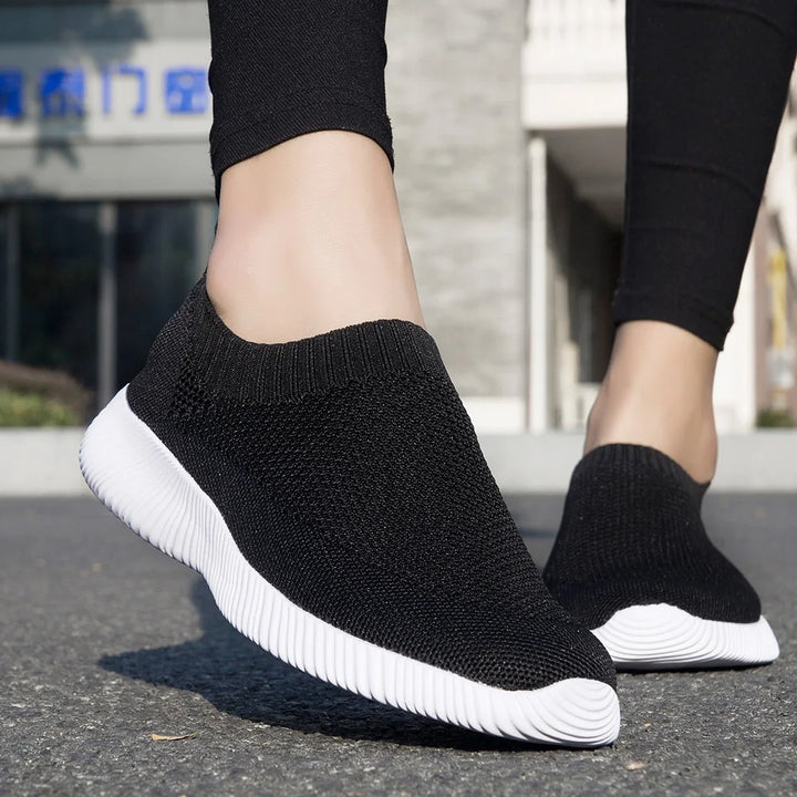 2024 Spring Women Shoes Knitting Sock Sneakers Women Flat Shoes Casual Breathable Sneakers Flats Walking Shoes for Women - Vogue Vista UK