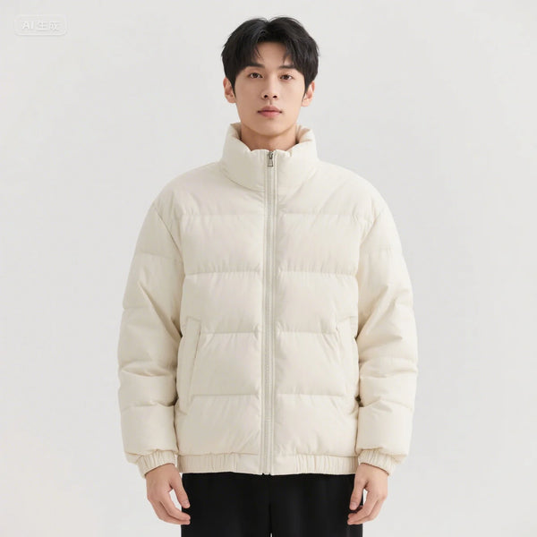 2025 New Men's Stand up Collar Cotton Robe Simple Solid Color Bread Robe Loose Warm Cotton Coat Coat Available in Five Colors