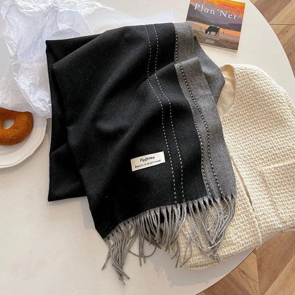Luxury Winter Cashmere Scarf Women 2 Colours Handkerchief Warm Pashmina Female Shawl Korean Wrap Soft Bufanda Scarves Stole 2025
