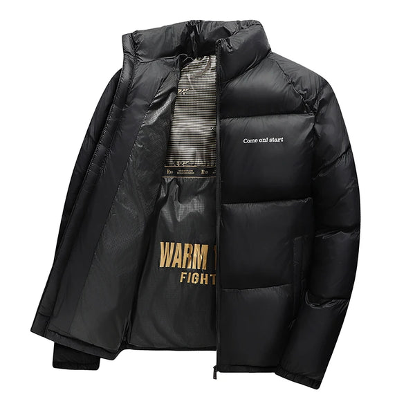 2025 New Winter Jacket Men Thicken Casual Parka Slim Fit Outwear Waterproof Warm Solid Color Outwear Stand Collar Coat