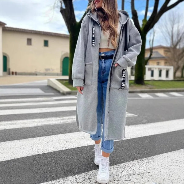 2025 Autumn/Winter Fashion New Women's Elegant Loose Warm Coat Splicing Casual Commuting Style Hooded Cardigan Zipper Hoodie