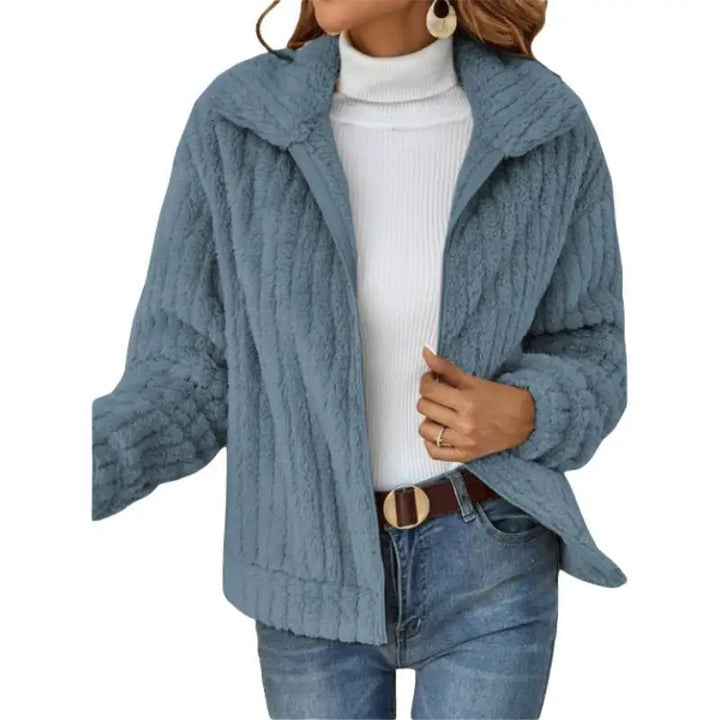 2024 Autumn and Winter New Plush Cardigan Lapel Short Jacket Traf 2024 Woman New in Outerwears Cozy Coats for Women Deals Trf - Vogue Vista UK