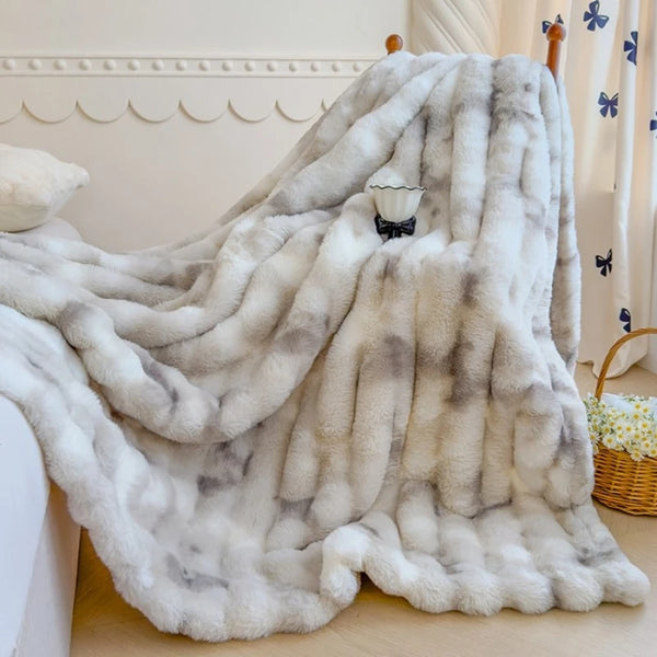 2025 New Light Luxury Thickened Colorful Bubble Imitation Fleece-Free Blanket Comfortable Warm Anti-Static Home Textile Blanket