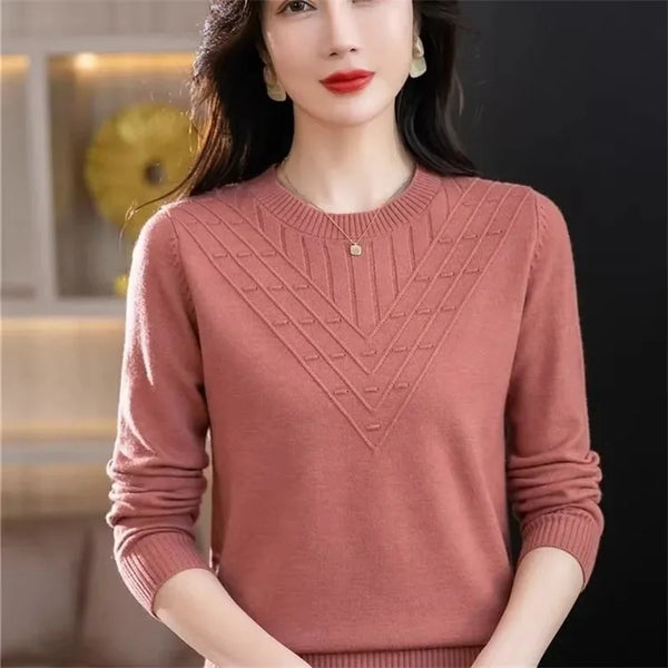 Women's Knitting Tops Autumn Winter 2025New Foreign Sweaters Mother's High Quality Loose Coat Slim Pullover Blouse Ladies Jacket