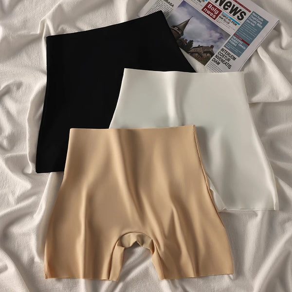 3Pcs Women Safety Shorts Pants High Waist Panties Seamless Silk Girls Emptied Boyshorts Body Shaper Slimming Female Underwear