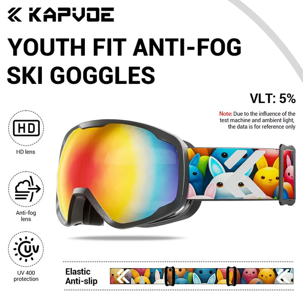 KAPVOE New Winter Outdoor Children Snowmobile Snowboard Ski Goggles Boys Anti-fog Skiing Glasses Sports Snow Protective Mask