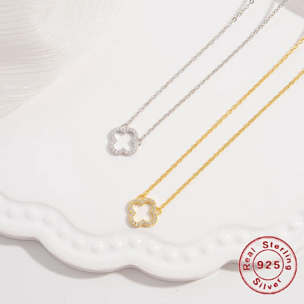 S925 Sterling Silver Lucky Four-leaf Clover Necklace Fashion Trend Temperament Light Luxury Niche Senior Ladie Jewelry  SL24