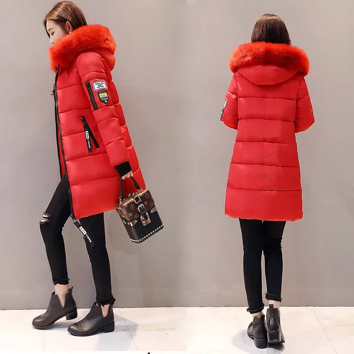 Parka Women 2024 Winter Coats Long Cotton Casual Fur Hooded Jackets Women Thick Warm Winter Parkas Female Overcoat Coat - Vogue Vista UK