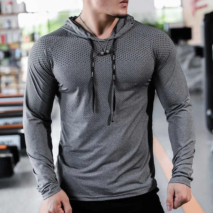 Mens Fitness Tracksuit Running Sport Hoodie Gym Joggers Hooded Outdoor Workout Athletic Clothing Muscle Training Sweatshirt Tops - Vogue Vista UK