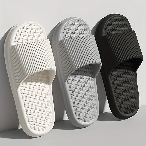 New Men's Solid EVA Slides, Non Slip Quick-drying Open Toe Slippers For Indoor Walking And Bathroom Shower men slippers shoes