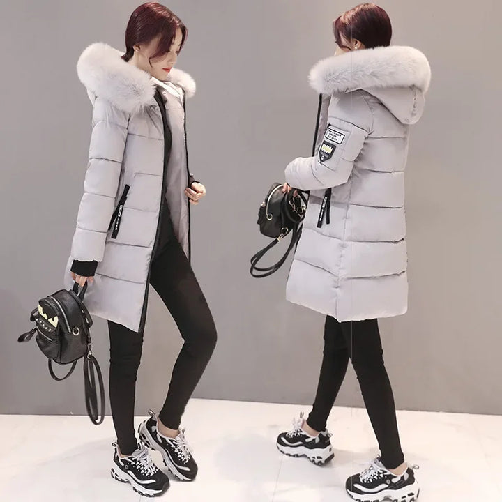 Parka Women 2024 Winter Coats Long Cotton Casual Fur Hooded Jackets Women Thick Warm Winter Parkas Female Overcoat Coat - Vogue Vista UK