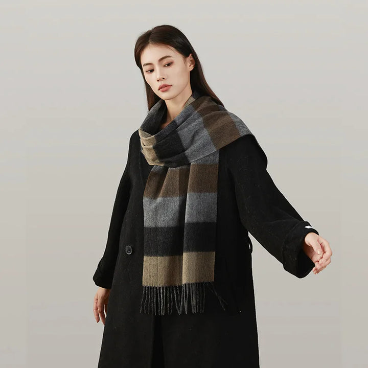 High Quality 100% Wool Scarf Men Thick Plaid Soft Warm Women Wraps Classic Business Muffler Winter Popular Tassel Shawl Male - Vogue Vista UK