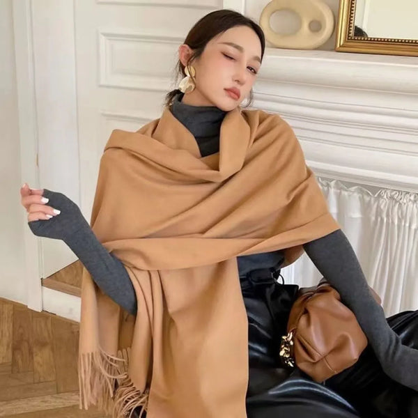 New Women's Winter Scarves Cashmere Scarf Woman Black Ladies Winter Wool Scarf Warm XWJ07
