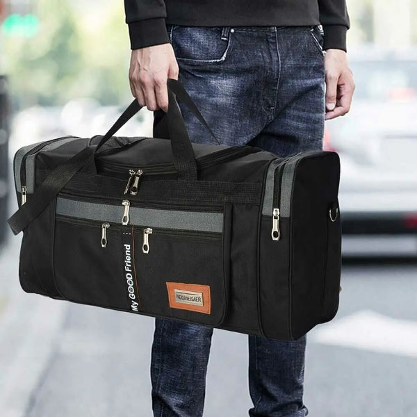 Mens Extra Large Big Sports Gym Holdall Travel Work Cabin Barrel Bag Black~