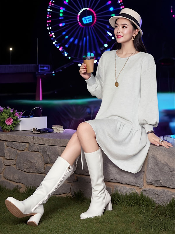 2025 Women'S Spring Summer Commuter Fashion Casual Long Sleeve Dress Bubble Dresses