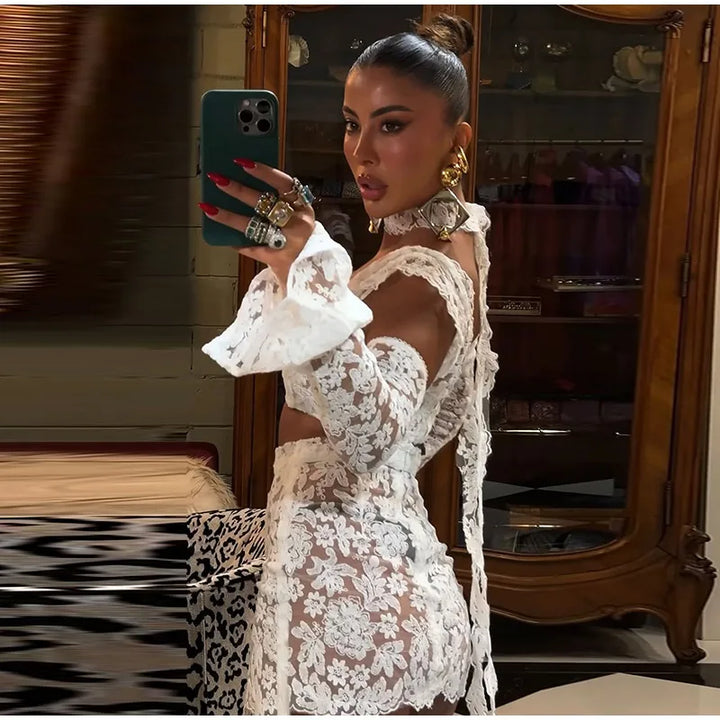 Sexy 3D Flower Crop Top Skirt Sets Women See Through Sleeveless Vest Slim Hip Package Skirts Suit 2025 Summer Lady Robe - Vogue Vista UK
