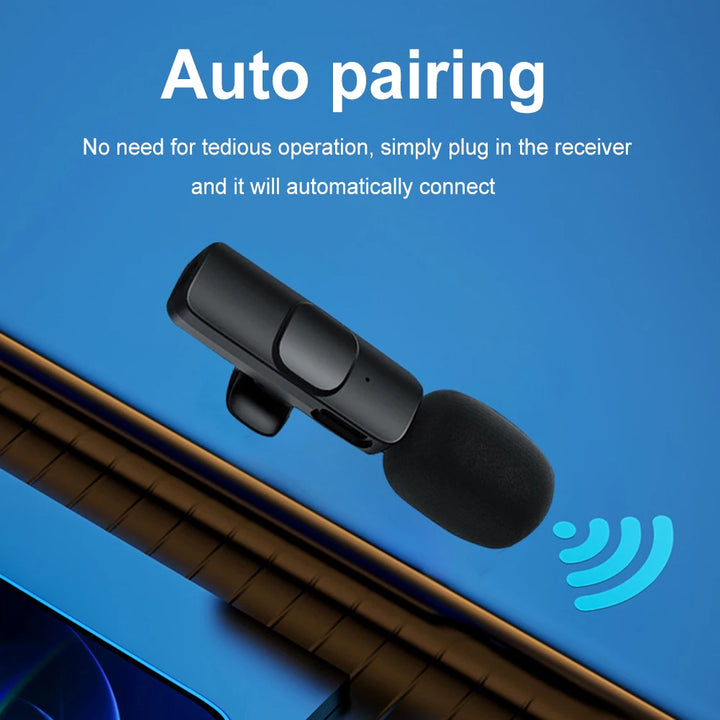 2.4G Wireless Lavalier Microphone Portable Lavalier Mic Noise Reduction 3 in 1 Plug and Play for iPhone Xiaomi For Samsung - Vogue Vista UK