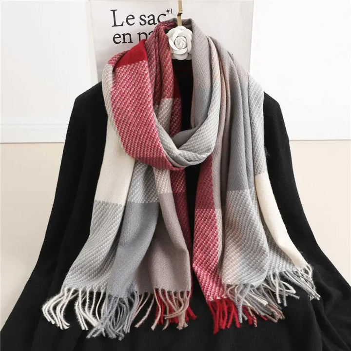 Elegant Warm Cashmere Women Winter Scarf Luxury Plaid Print Shawl Wraps Pashmina Bufanda With Tassel Travel Blanket Echarpe New - Vogue Vista UK