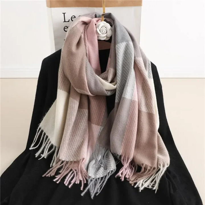 Elegant Warm Cashmere Women Winter Scarf Luxury Plaid Print Shawl Wraps Pashmina Bufanda With Tassel Travel Blanket Echarpe New - Vogue Vista UK