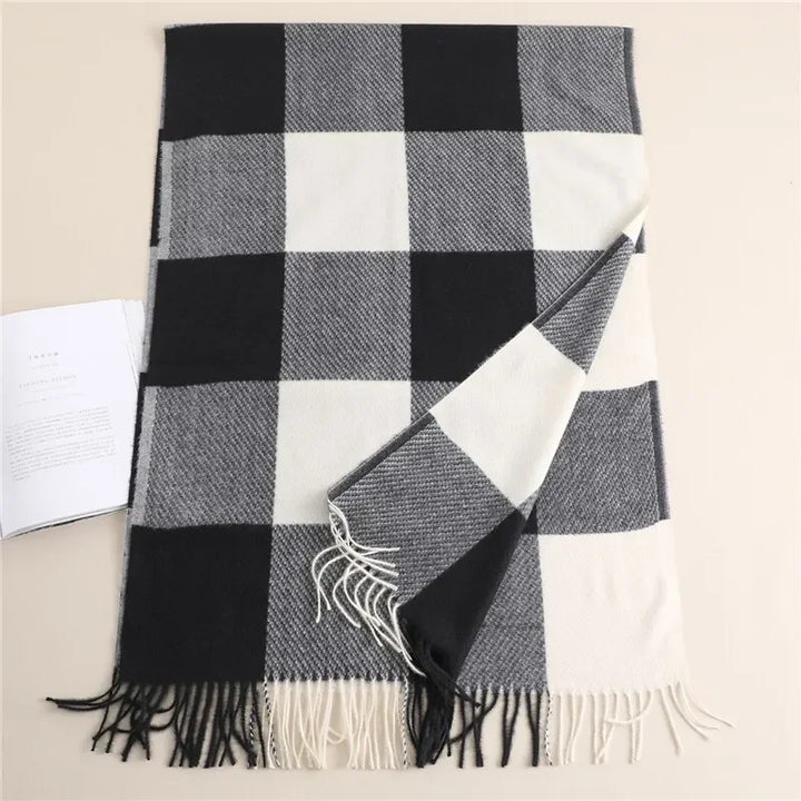 Elegant Warm Cashmere Women Winter Scarf Luxury Plaid Print Shawl Wraps Pashmina Bufanda With Tassel Travel Blanket Echarpe New - Vogue Vista UK