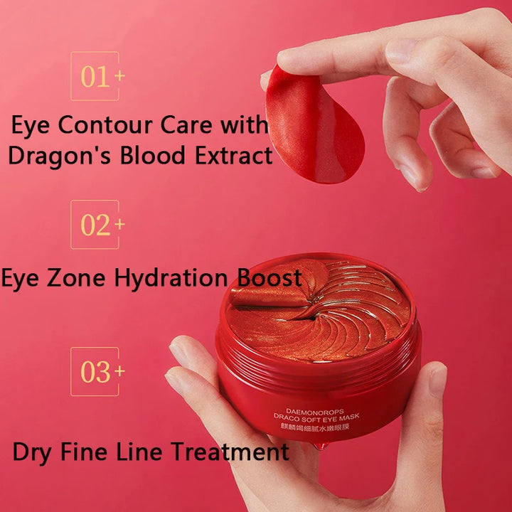 60PCS Dragon's Blood Collagen Hydrogel Eye Masks Anti-Wrinkle Dark Circle Corrector Moisturizing Skin Care Eye Patches - Vogue Vista UK