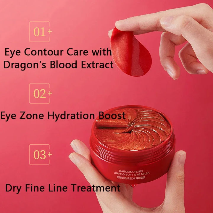 60PCS Dragon's Blood Collagen Hydrogel Eye Masks Anti-Wrinkle Dark Circle Corrector Moisturizing Skin Care Eye Patches - Vogue Vista UK