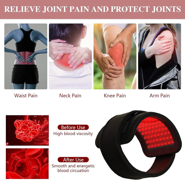 KTS Body Pain Red Light Therapy Belt 128pcs Diodes 880nm Infrared Light Therapy Wrap Back Knee Elbow Feet Relief Heating Pad - Vogue Vista UK
