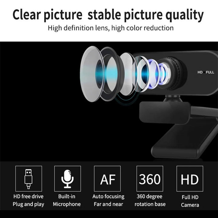 1080P/2K HD Webcam Plug and Play with Microphone USB Web Camera Autofocus Computer Web Camera for PC Laptop Video Conferencing - Vogue Vista UK