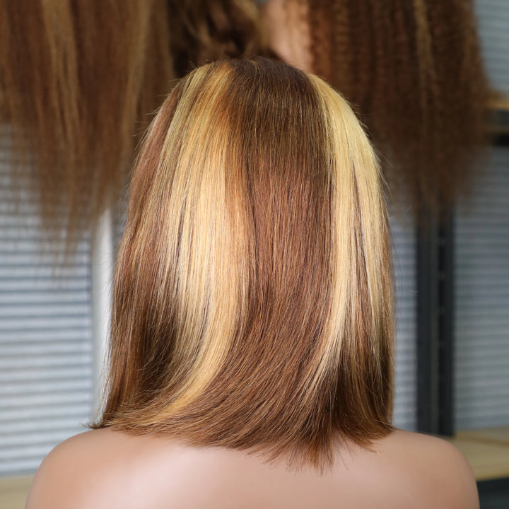 13x4 Transparent Lace Front Bob Wig Human Hair Ombre Honey Blonde 13x4 Wigs 10-16inch  4/27 Colored Transparent Frontal Lace Wig - Vogue Vista UK