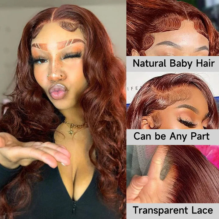 Brazilian Reddish Brown 30 32 Inch 13x4 13x6 HD Lace Front Wigs Human Hair Body Wave 250% Colored Lace Frontal Wig For Women - Vogue Vista UK