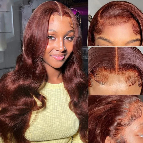 Brazilian Reddish Brown 30 32 Inch 13x4 13x6 HD Lace Front Wigs Human Hair Body Wave 250% Colored Lace Frontal Wig For Women - Vogue Vista UK