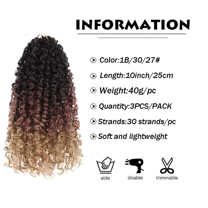 2/3Packs Yanky Twist Crochet Braids Hair 10 Inch Natural Black Pre-Twisted Crochet Passion Twist Hair with Curly Ends synthetic - Vogue Vista UK