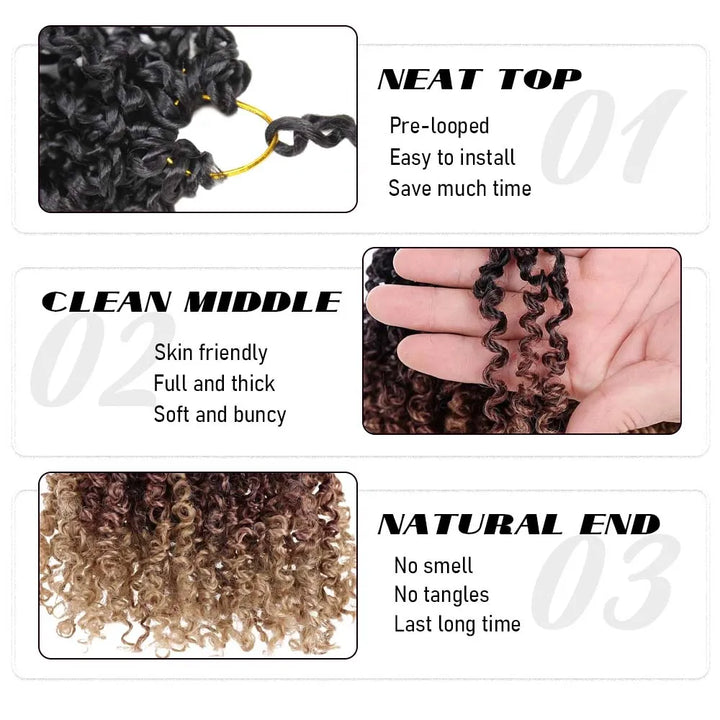 2/3Packs Yanky Twist Crochet Braids Hair 10 Inch Natural Black Pre-Twisted Crochet Passion Twist Hair with Curly Ends synthetic - Vogue Vista UK