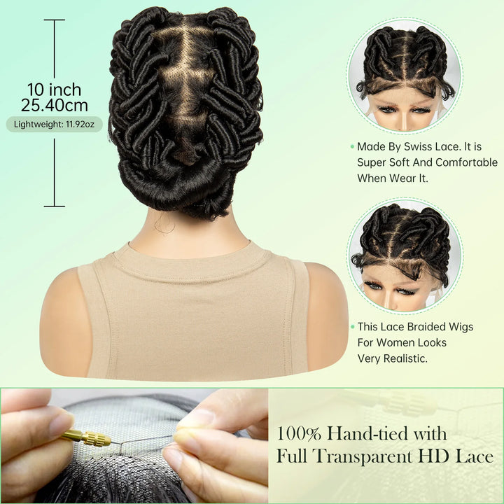 Full Lace Braided Wigs Crochet Twisted Wigs Synthetic Knotless Cornrow Transparent Lace Front Wigs for Black Women - Vogue Vista UK