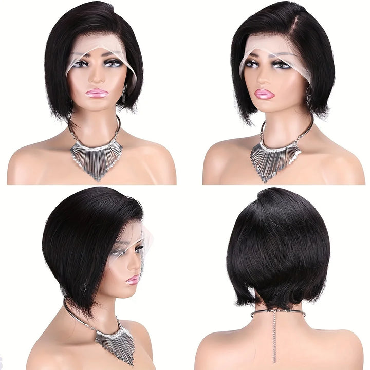 13x4 Transparent Lace Front Wigs For Women Highlight Colors Straight Pixie Cut Wigs Short Bob Human Hair Wigs - Vogue Vista UK