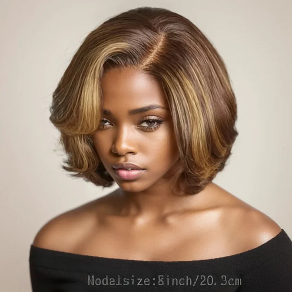 13x4 Transparent Lace Front Wigs For Women Highlight Colors Straight Pixie Cut Wigs Short Bob Human Hair Wigs - Vogue Vista UK