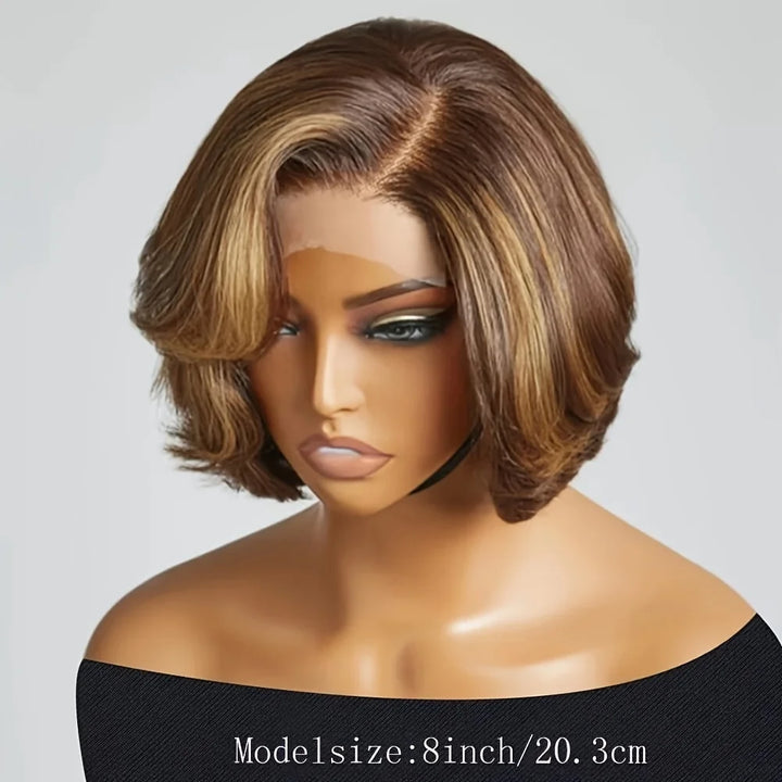 13x4 Transparent Lace Front Wigs For Women Highlight Colors Straight Pixie Cut Wigs Short Bob Human Hair Wigs - Vogue Vista UK