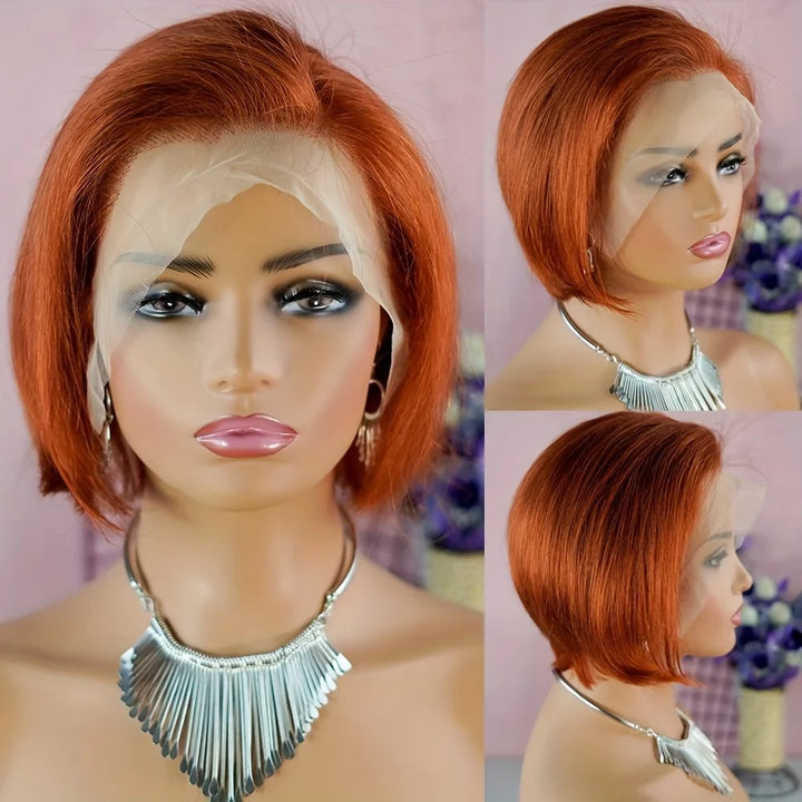13x4 Transparent Lace Front Wigs For Women Highlight Colors Straight Pixie Cut Wigs Short Bob Human Hair Wigs - Vogue Vista UK