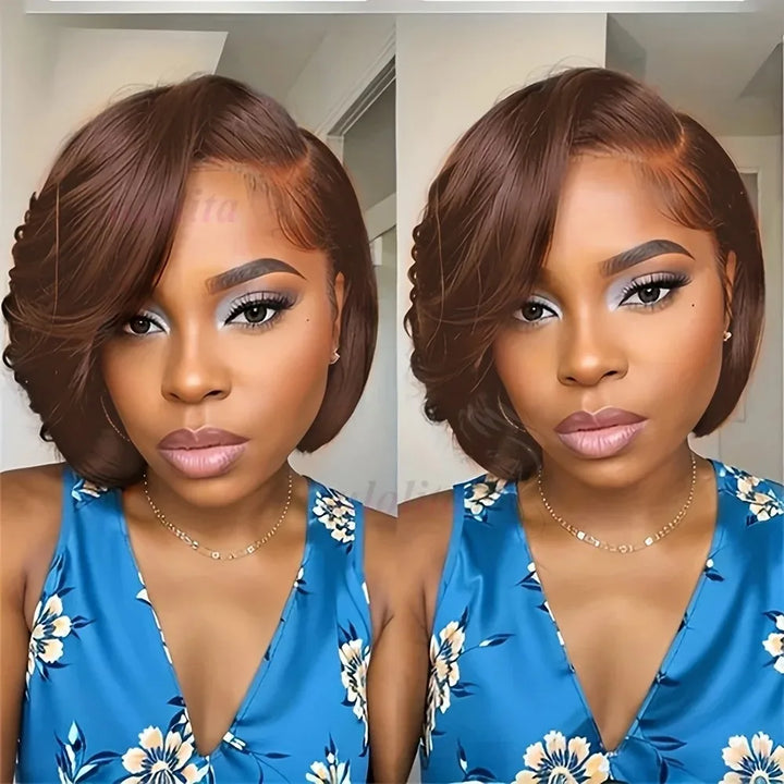 13x4 Transparent Lace Front Wigs For Women Highlight Colors Straight Pixie Cut Wigs Short Bob Human Hair Wigs - Vogue Vista UK