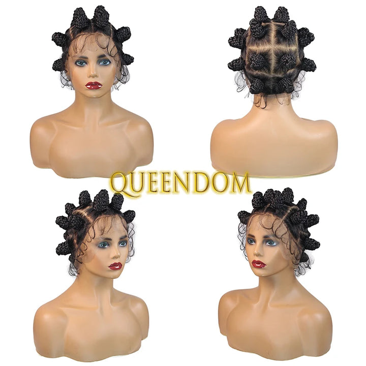 Full Lace Bantu Knots Synthetic Braid Wig Knotless Heat Resistant Crochet Braids Wigs For Black Women Distressed Box Braided Wig - Vogue Vista UK