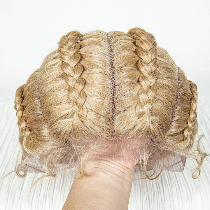 22 Inches Braided Wigs Synthetic Full Lace Wig Box Braid Front Wigs with Baby Hair for Black Women Two Curly Ponytail Braid Wigs - Vogue Vista UK