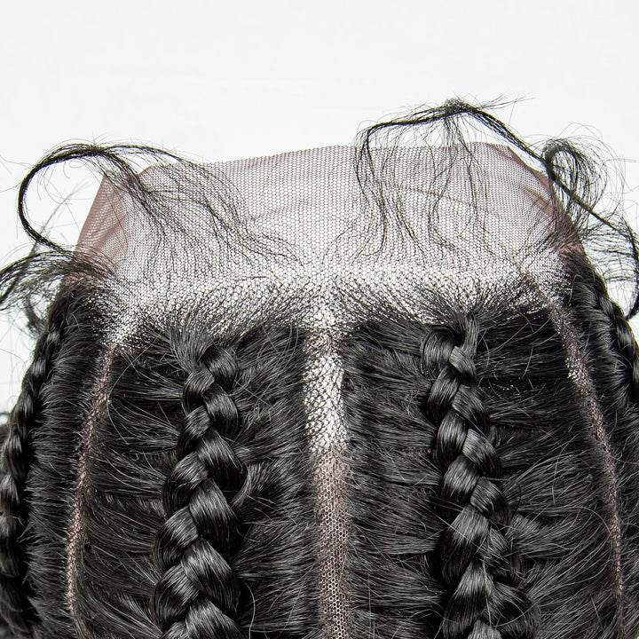 22 Inches Braided Wigs Synthetic Full Lace Wig Box Braid Front Wigs with Baby Hair for Black Women Two Curly Ponytail Braid Wigs - Vogue Vista UK