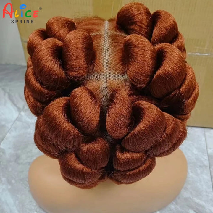 Natural Color 6Inch Transparent Full Lace Braided Wigs Short Cute Handmade Bantu Synthetic Braided Lace Wigs Knotless Braids Wig - Vogue Vista UK
