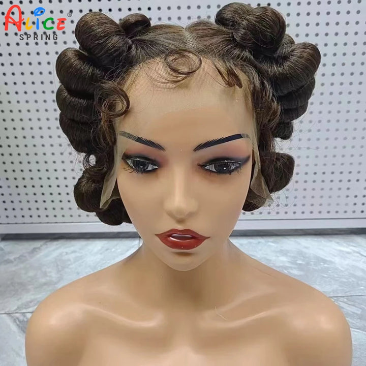 Natural Color 6Inch Transparent Full Lace Braided Wigs Short Cute Handmade Bantu Synthetic Braided Lace Wigs Knotless Braids Wig - Vogue Vista UK